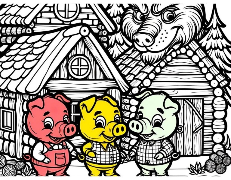 Color Painting Edition - The Three Little Pigs and the Big Bad Wolf