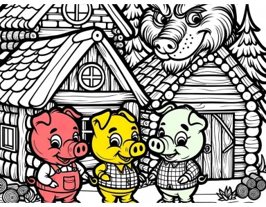 Color Painting Edition - The Three Little Pigs and the Big Bad Wolf